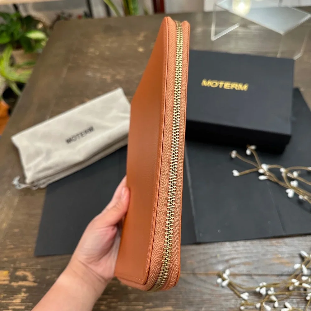 Moterm Zippered Leather Cover for A5-Notebooks Burnt Orange New 9.5